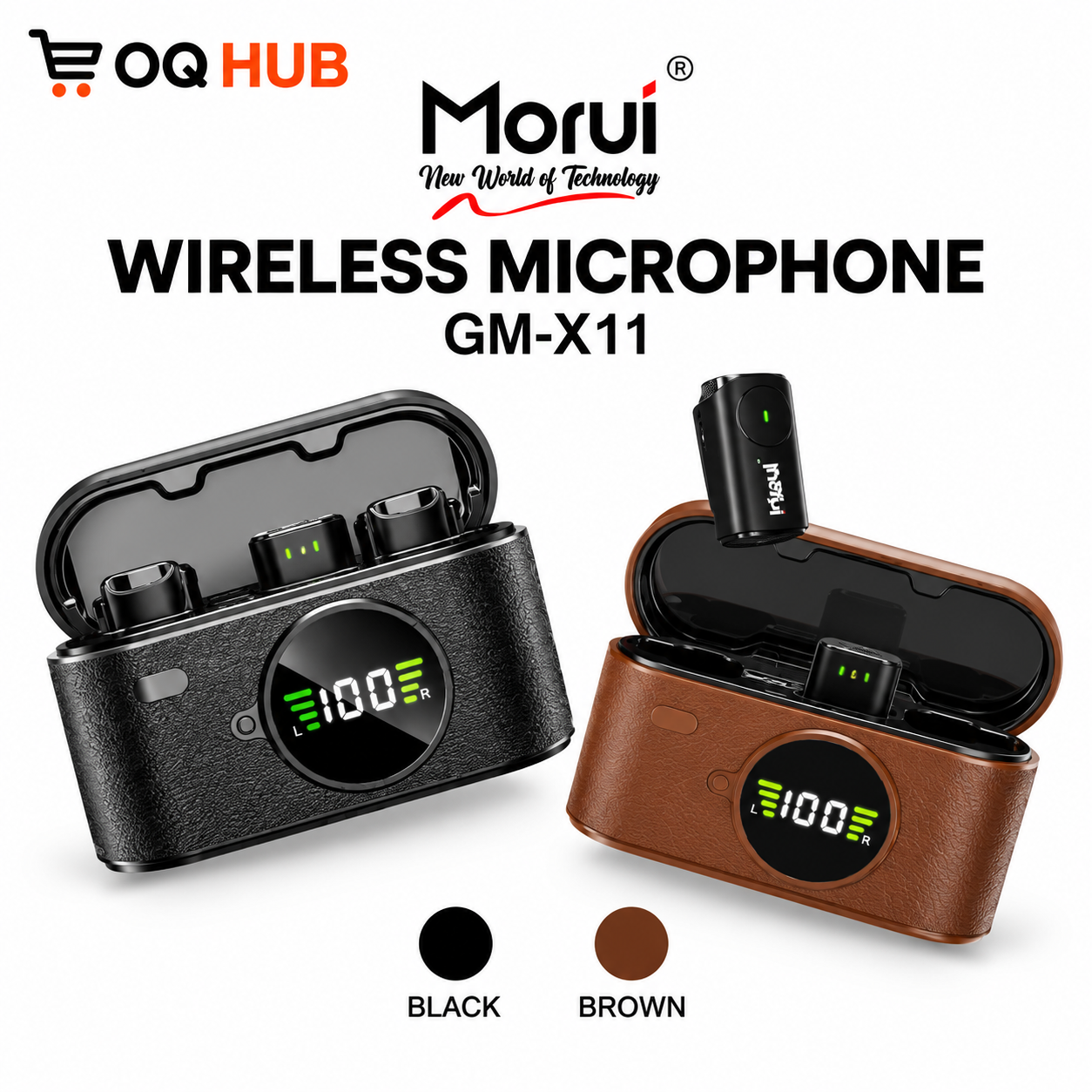 Morui GM-X11 Dual Wireless Microphone with 3 Voice Changer Modes & AI Noise Cancellation