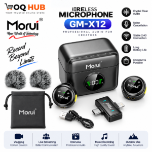 Morui GM-X12 Dual Wireless Microphone with Magnet Lock, ANC & ECO Mode